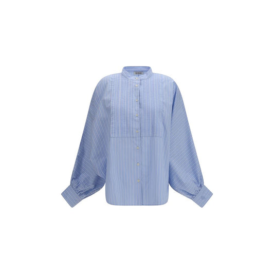 Sosue Antonia Voile Shirt in Blue Cotton Pattern