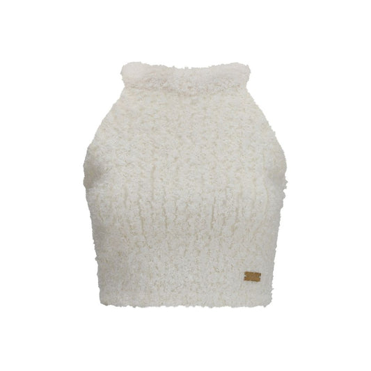 Balmain White Viscose Sleeveless Crew Neck Top