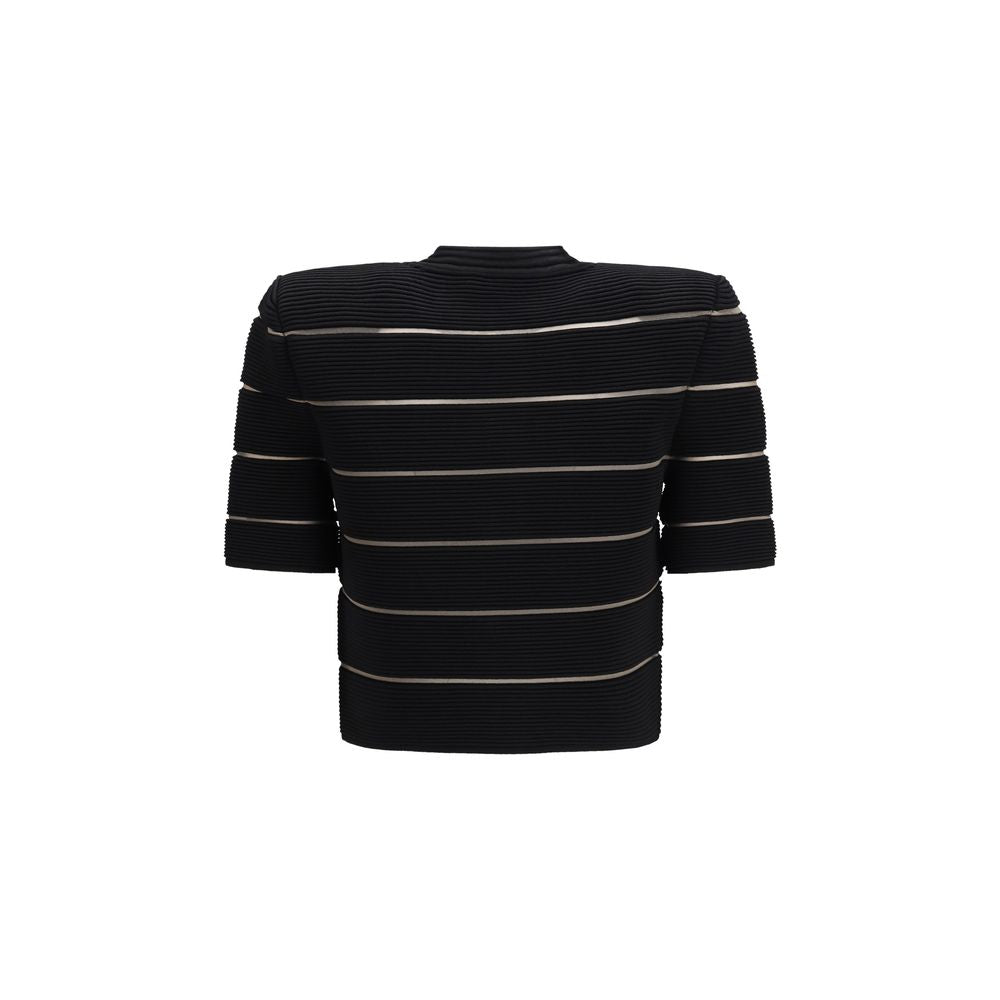 Balmain Black Short-Sleeved Buttoned Cardigan