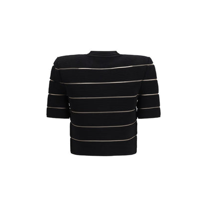 Balmain Black Short-Sleeved Buttoned Cardigan