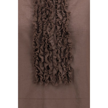 Sosue Brown Ruffled Cotton Shirt