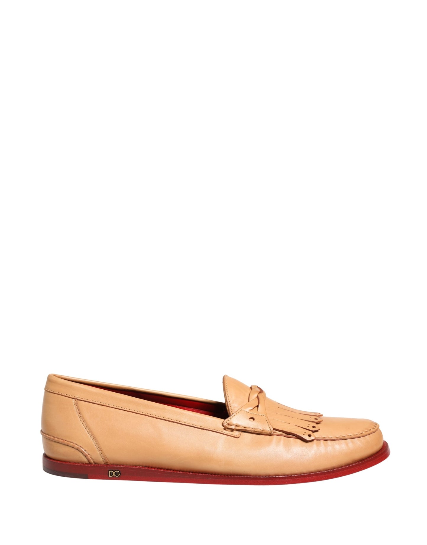 Dolce & Gabbana Beige Fringed Tassel Leather Mocassin Loafers for Men