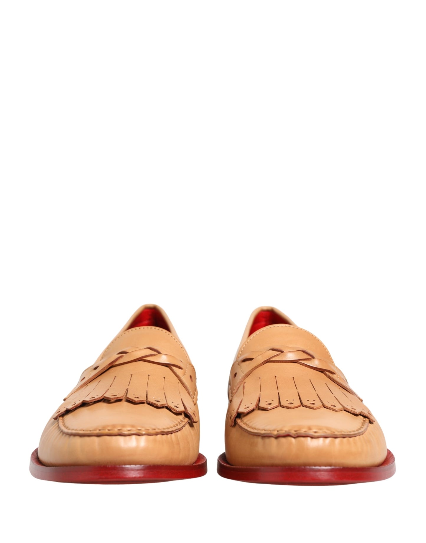 Dolce & Gabbana Beige Fringed Tassel Leather Mocassin Loafers for Men
