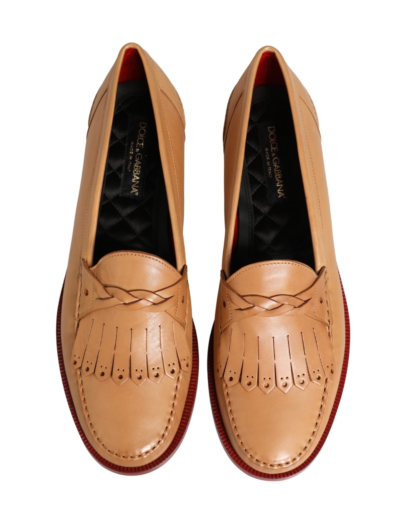 Dolce & Gabbana Beige Fringed Tassel Leather Mocassin Loafers for Men