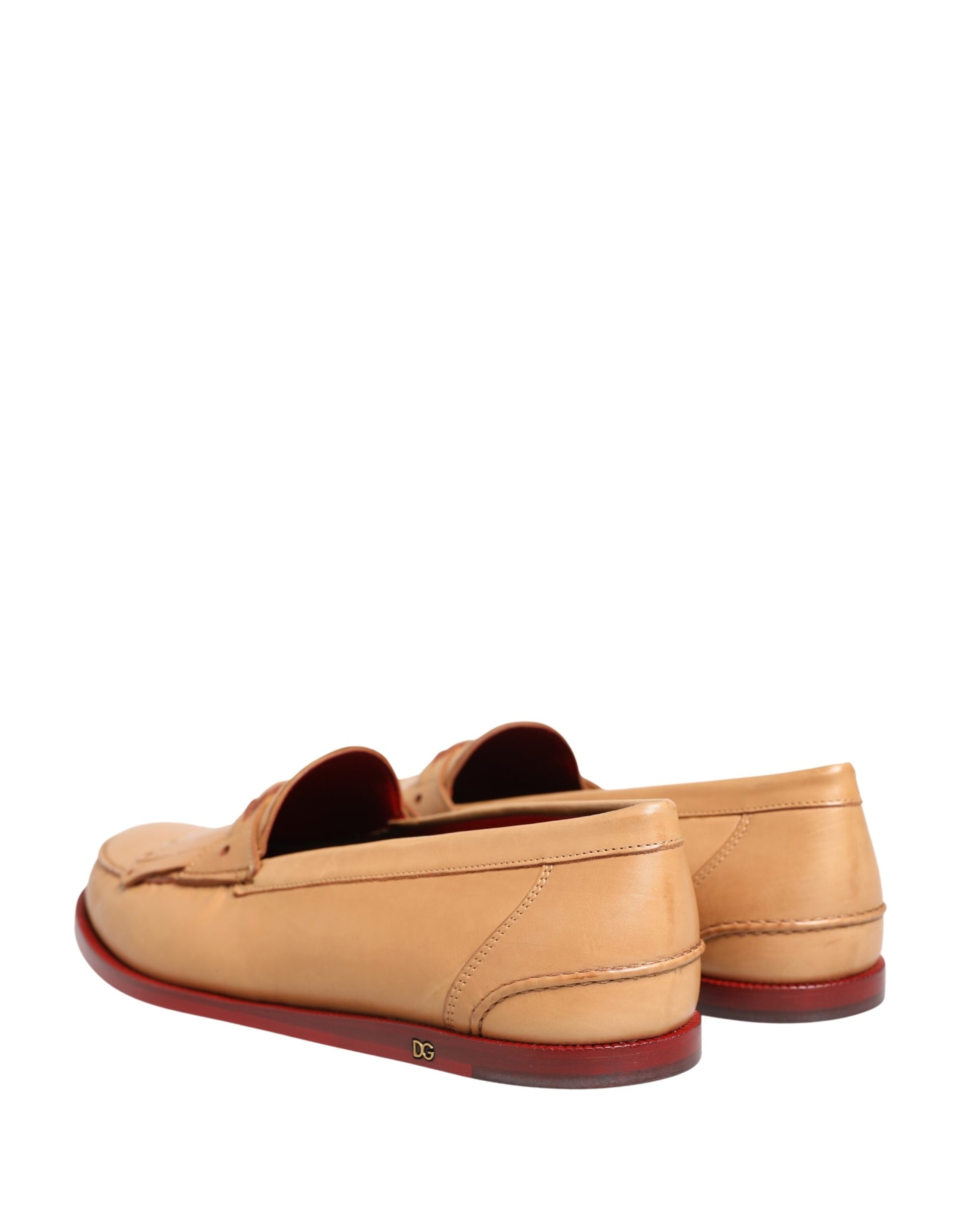 Dolce & Gabbana Beige Fringed Tassel Leather Mocassin Loafers for Men