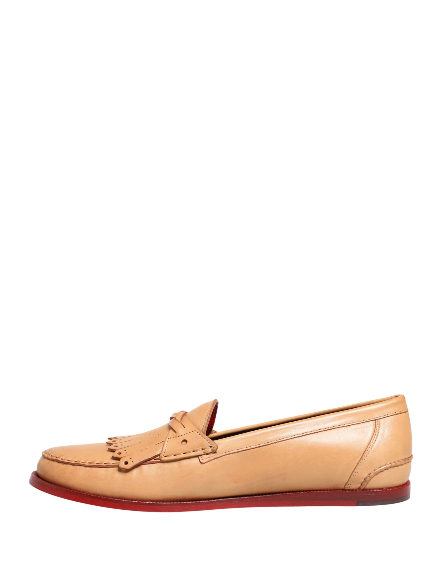 Dolce & Gabbana Beige Fringed Tassel Leather Mocassin Loafers for Men