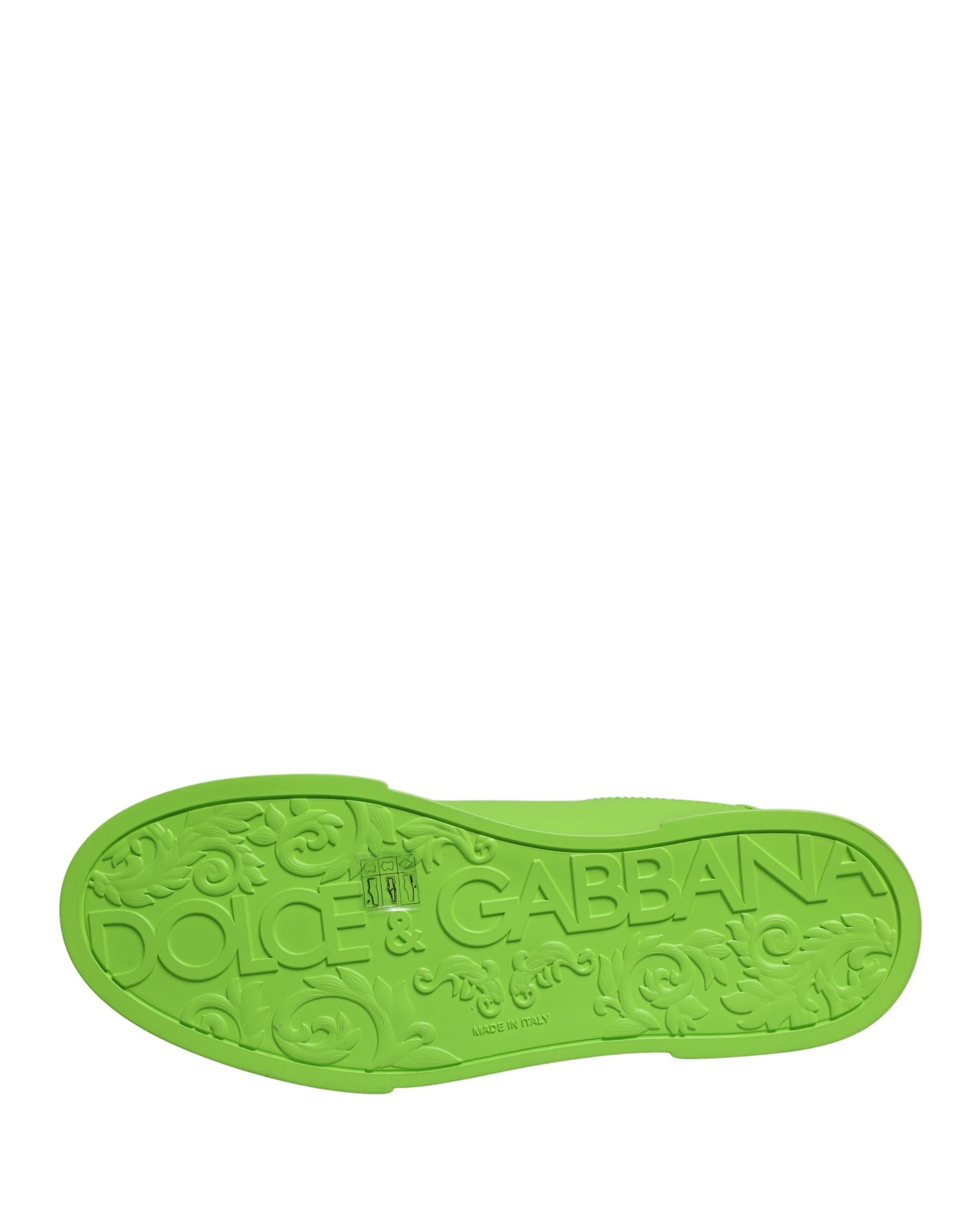 Dolce & Gabbana Green Leather Portofino Low Top Sneakers