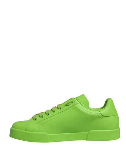 Dolce & Gabbana Green Leather Portofino Low Top Sneakers