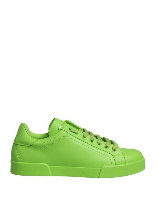 Dolce & Gabbana Green Leather Portofino Low Top Sneakers