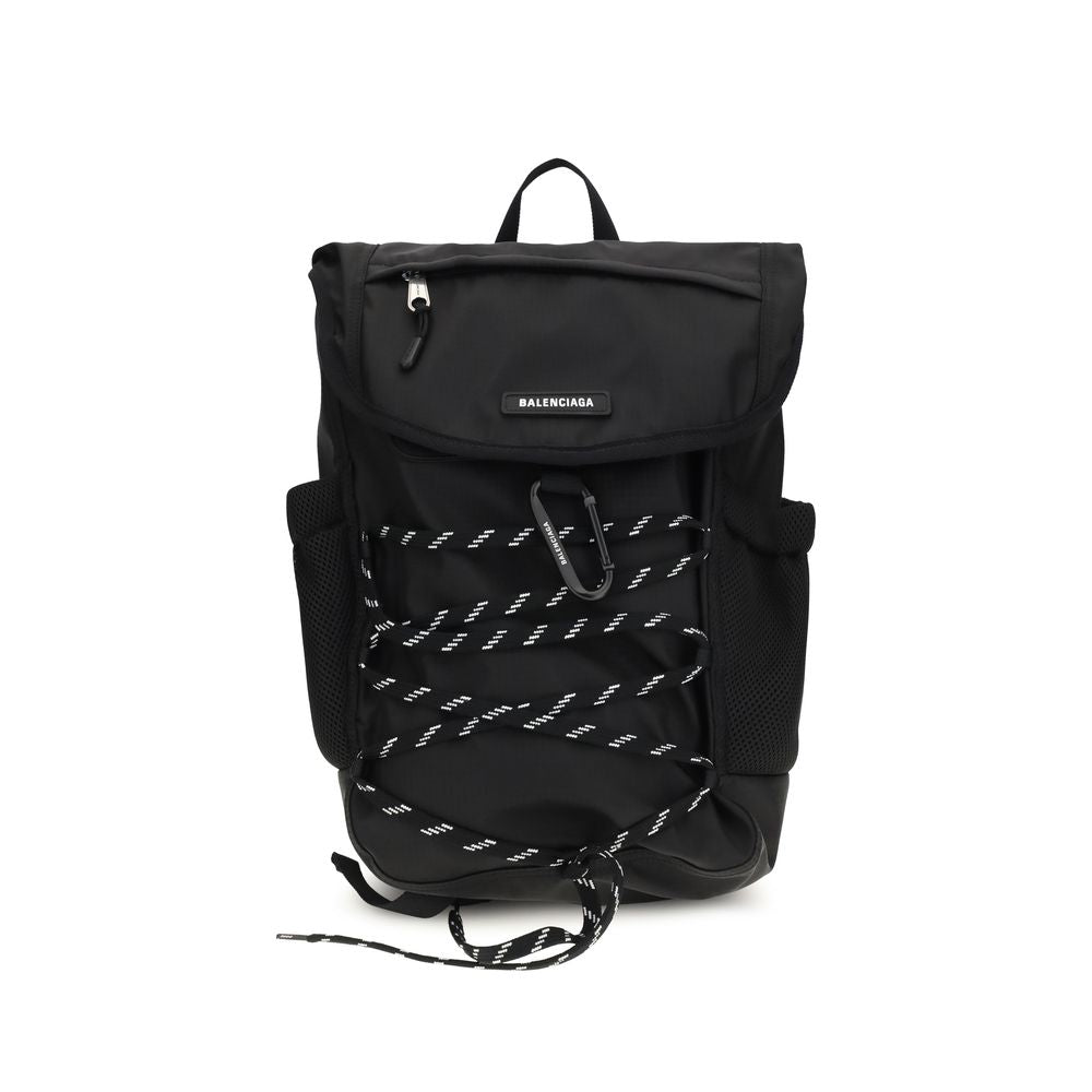 Balenciaga Black Nylon Metal Carabiner Detail Backpack