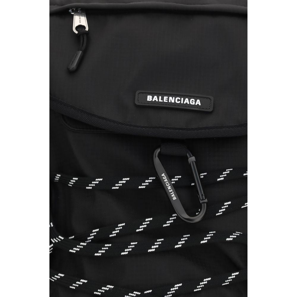 Balenciaga Black Nylon Metal Carabiner Detail Backpack