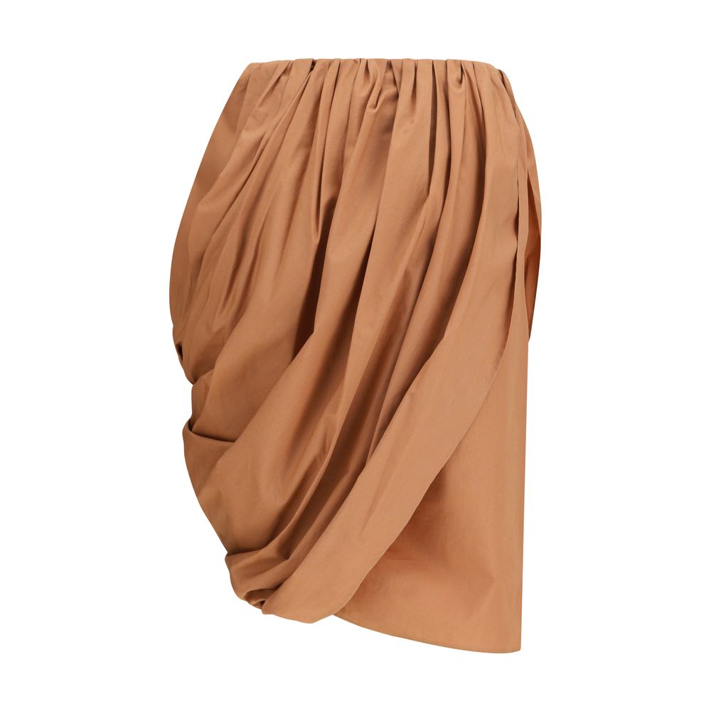 Chloé Brown Asymmetric Draped Cotton-Poplin Wrap Skirt