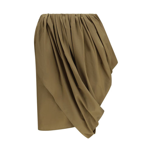 Chloé Khaki Asymmetric Draped Cotton-Poplin Skirt