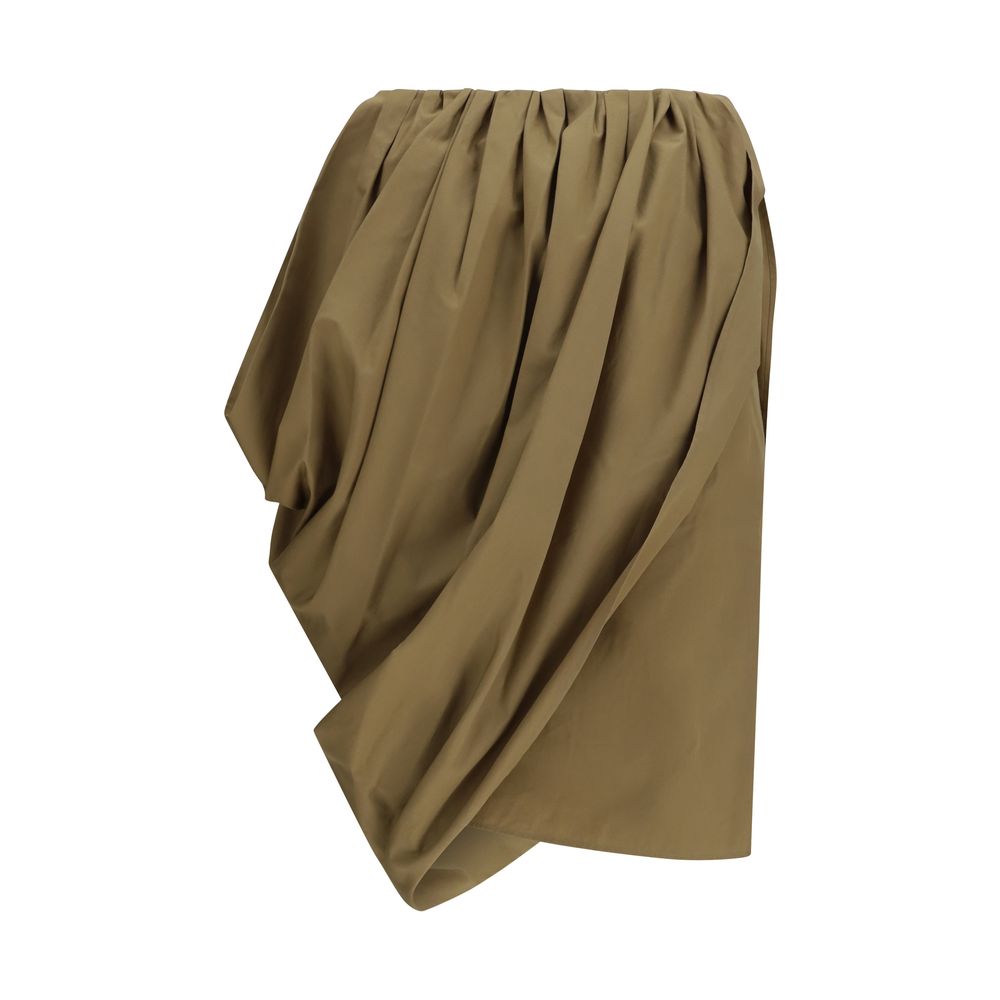 Chloé Khaki Asymmetric Draped Cotton-Poplin Skirt