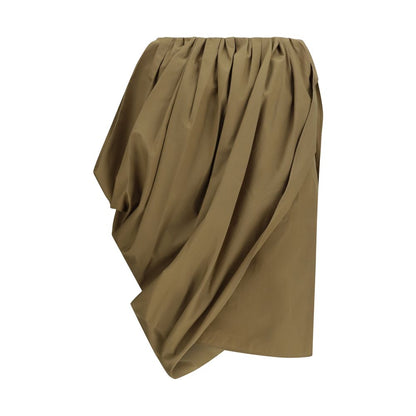 Chloé Khaki Asymmetric Draped Cotton-Poplin Skirt