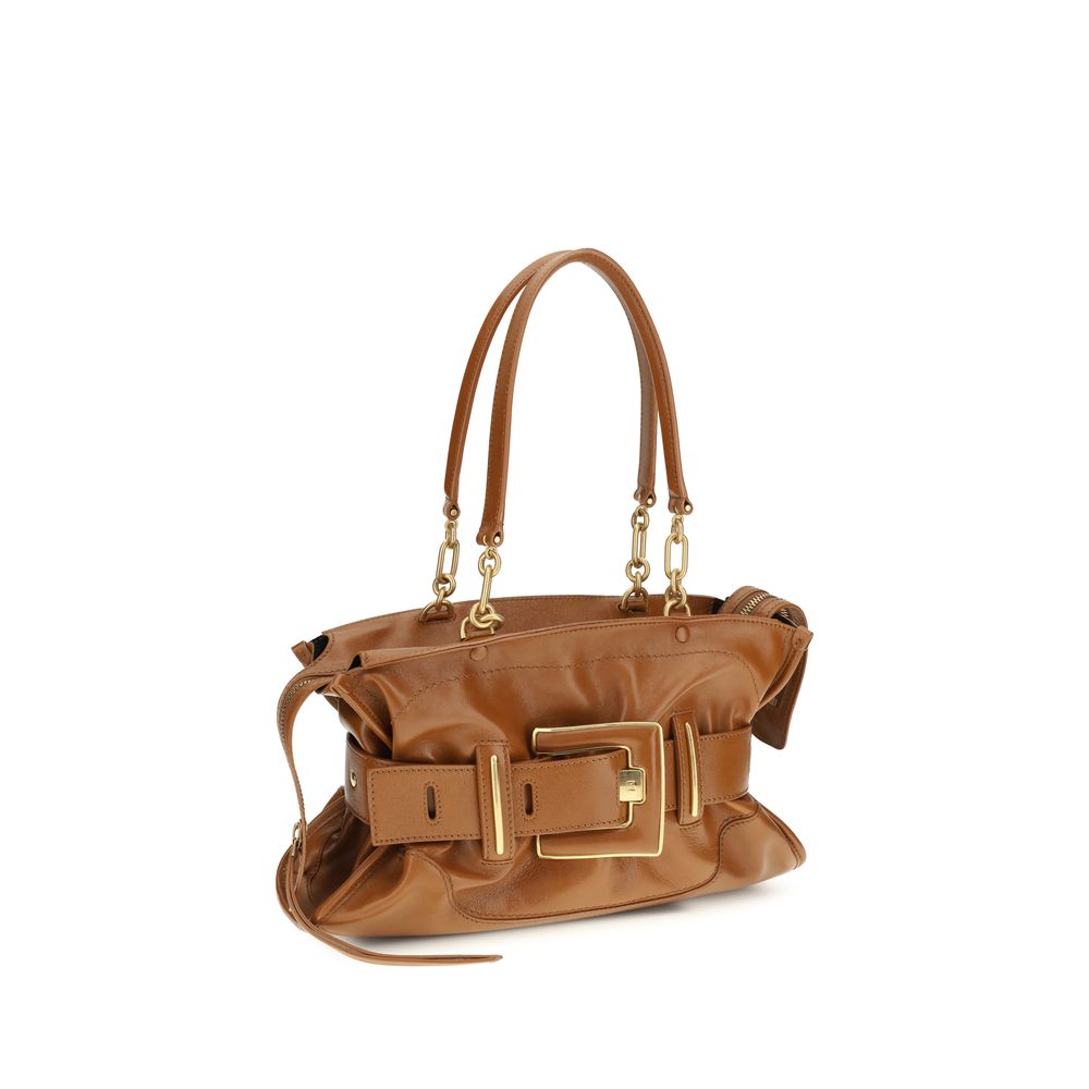 Balmain Brown Calf Leather Anthem Bag Handbag