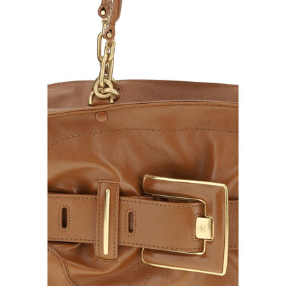 Balmain Brown Calf Leather Anthem Bag Handbag
