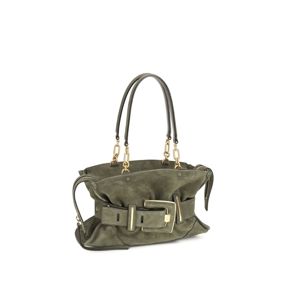 Balmain Bicolor Calf Leather Anthem Bag in Suede