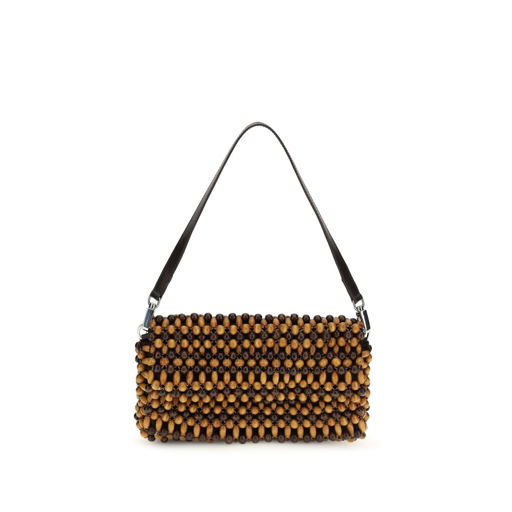 Staud Brown Wood Shoulder Bag - Timmy Shoulder Bag Multi Wood Beads