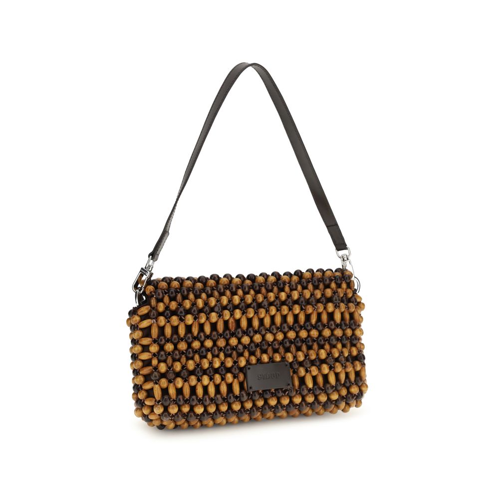 Staud Brown Wood Shoulder Bag - Timmy Shoulder Bag Multi Wood Beads