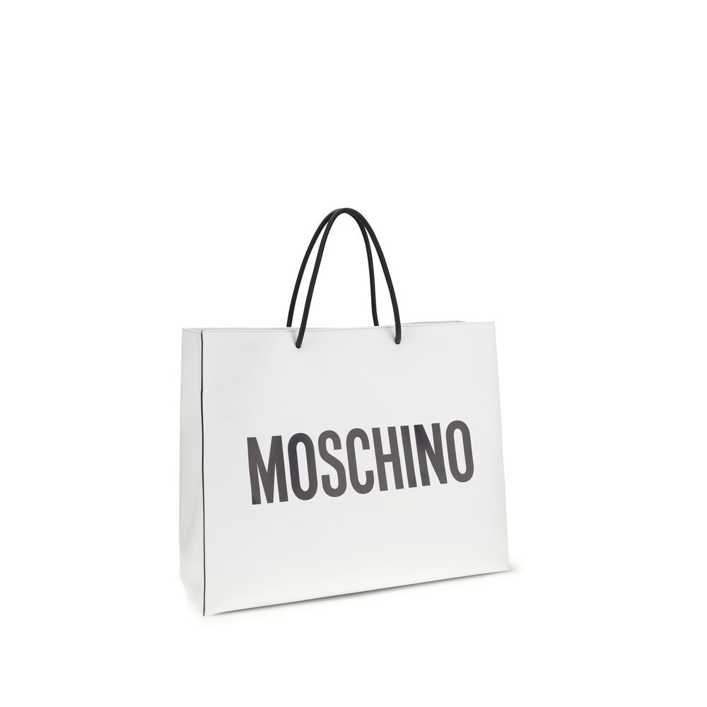 Moschino White Calf Leather Bos Taurus Handbag
