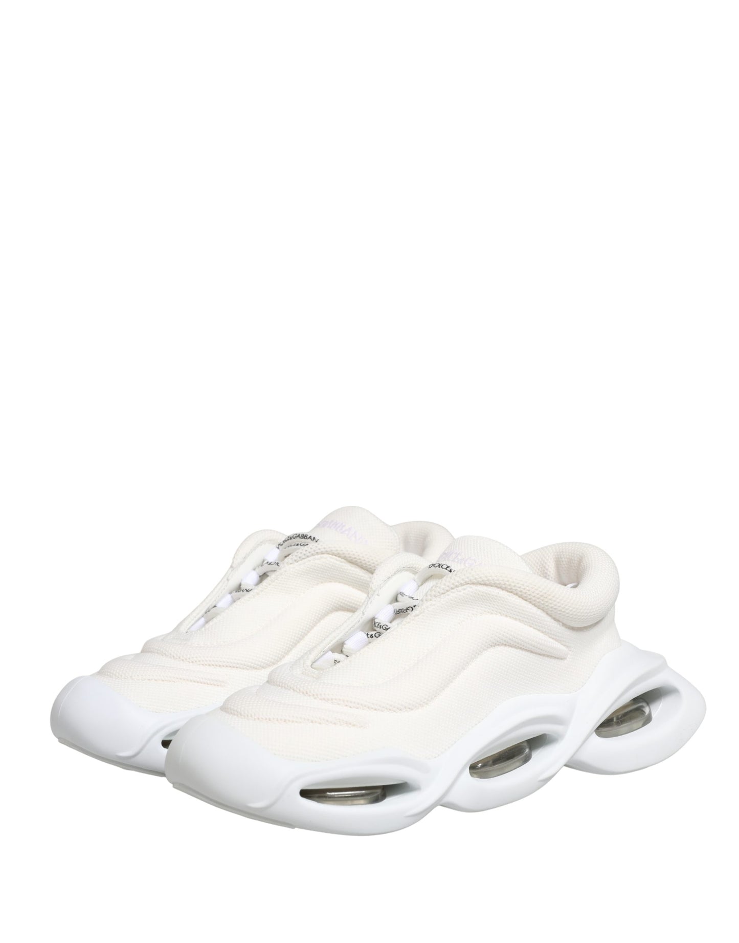 Dolce & Gabbana White Slip On Wave Low Top Sneakers