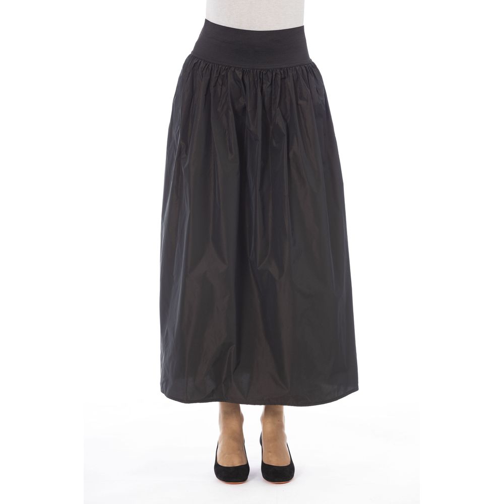 Elegant Brown Polyester Skirt by Alpha Studio