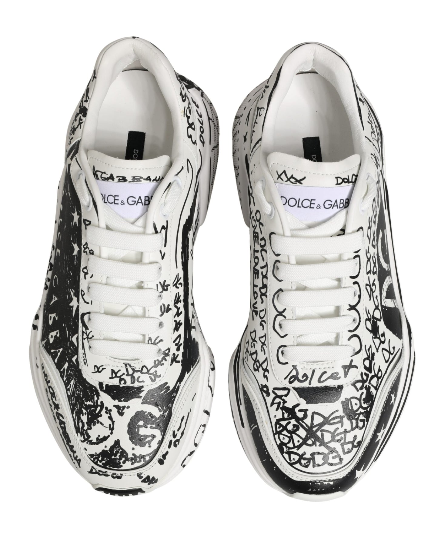 Dolce & Gabbana White Daymaster Graffiti Low Top Sneakers