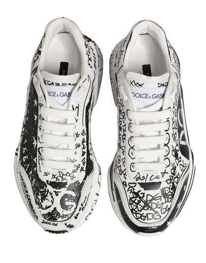 Dolce & Gabbana White Daymaster Graffiti Low Top Sneakers