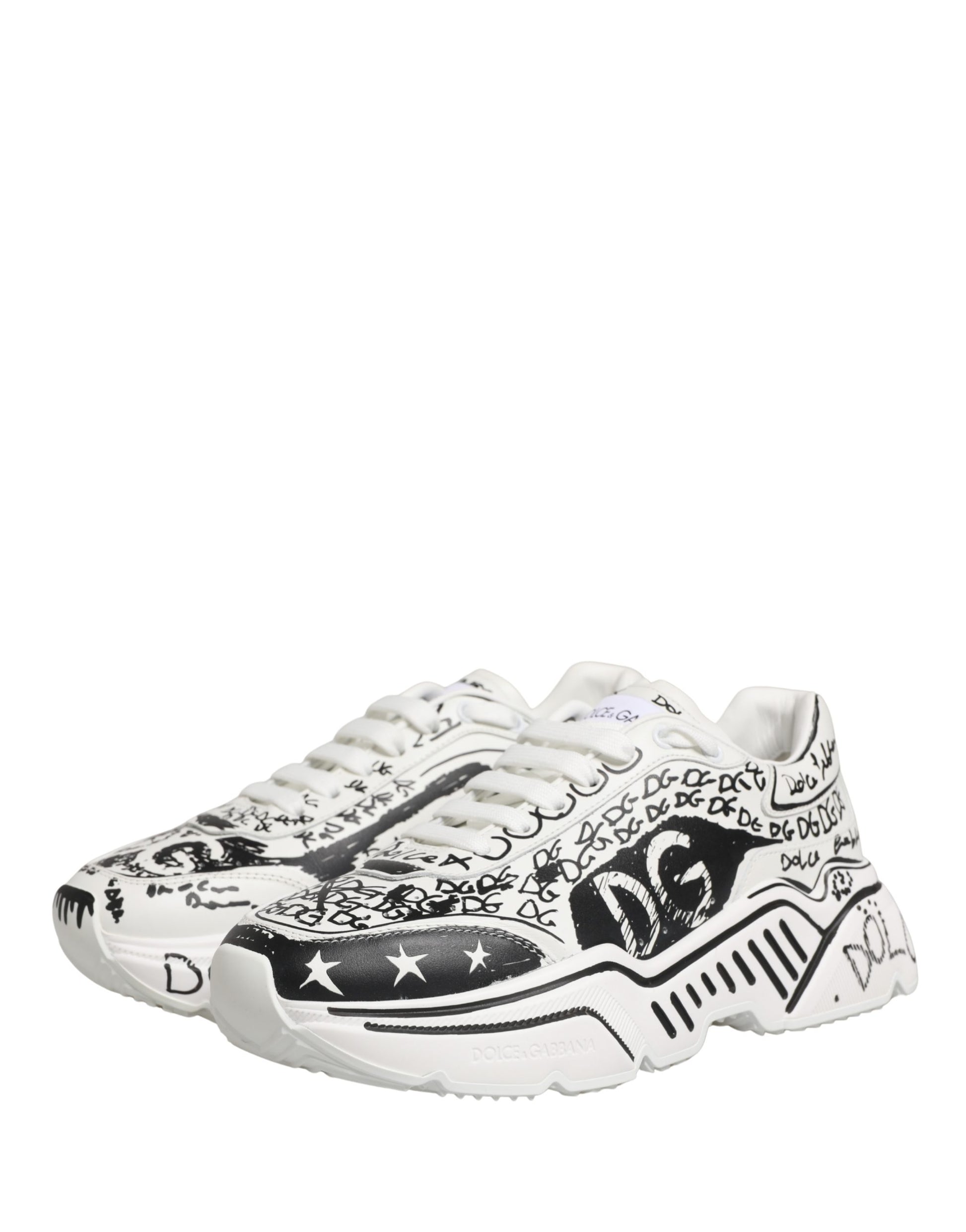 Dolce & Gabbana White Daymaster Graffiti Low Top Sneakers