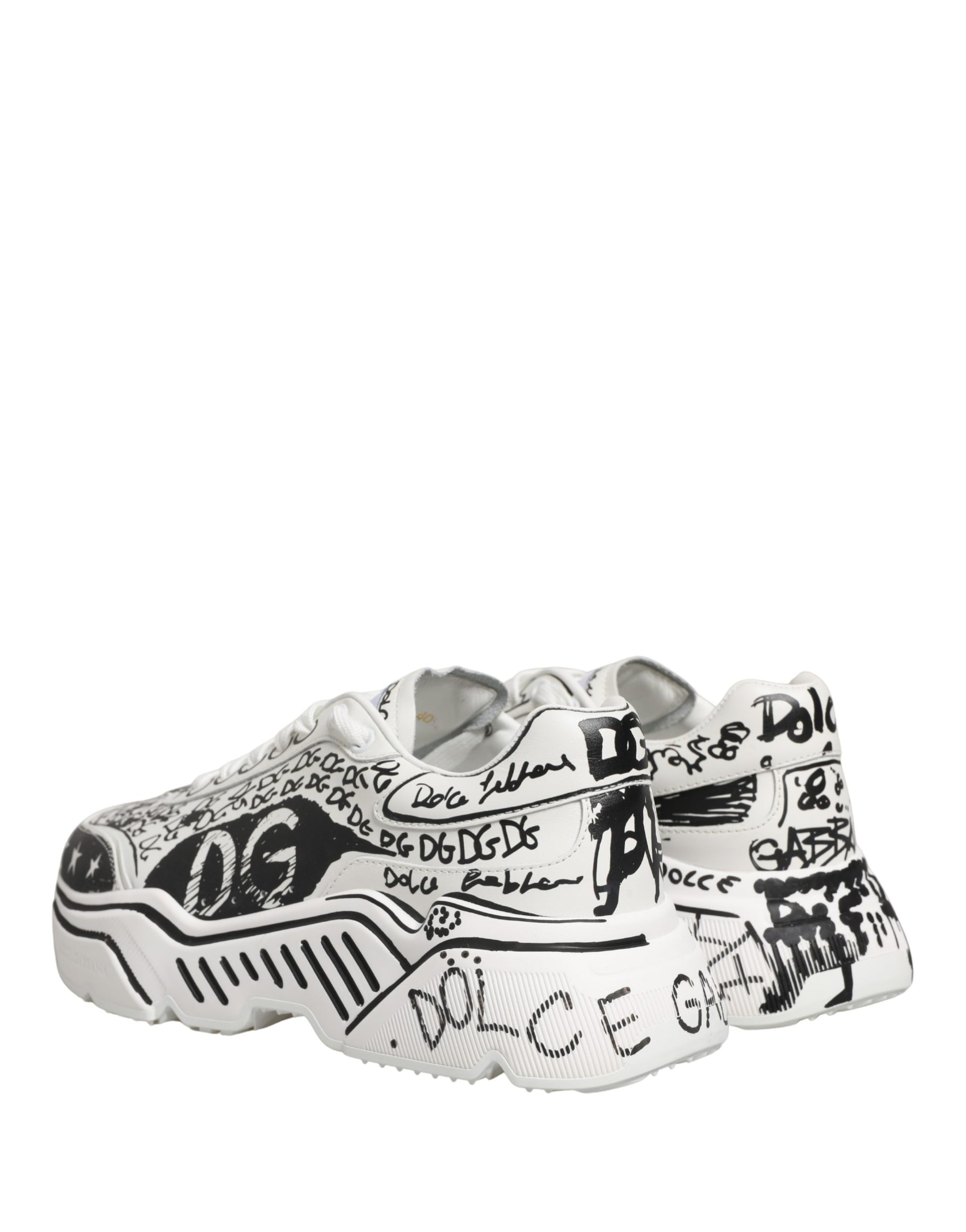 Dolce & Gabbana White Daymaster Graffiti Low Top Sneakers