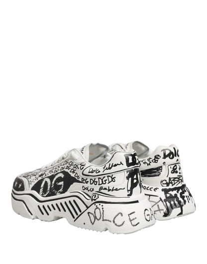 Dolce & Gabbana White Daymaster Graffiti Low Top Sneakers