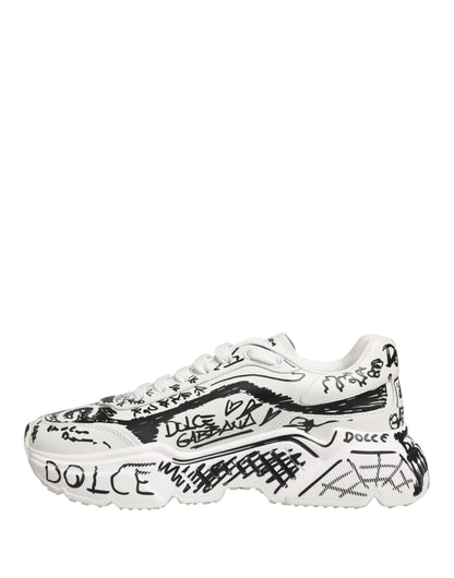 Dolce & Gabbana White Daymaster Graffiti Low Top Sneakers