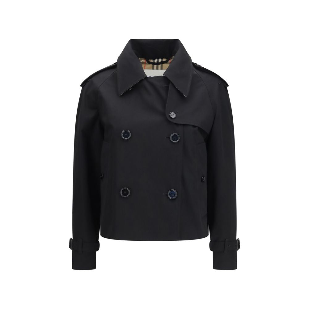 Burberry Black Cotton Mayfair Cropped Trench Jacket