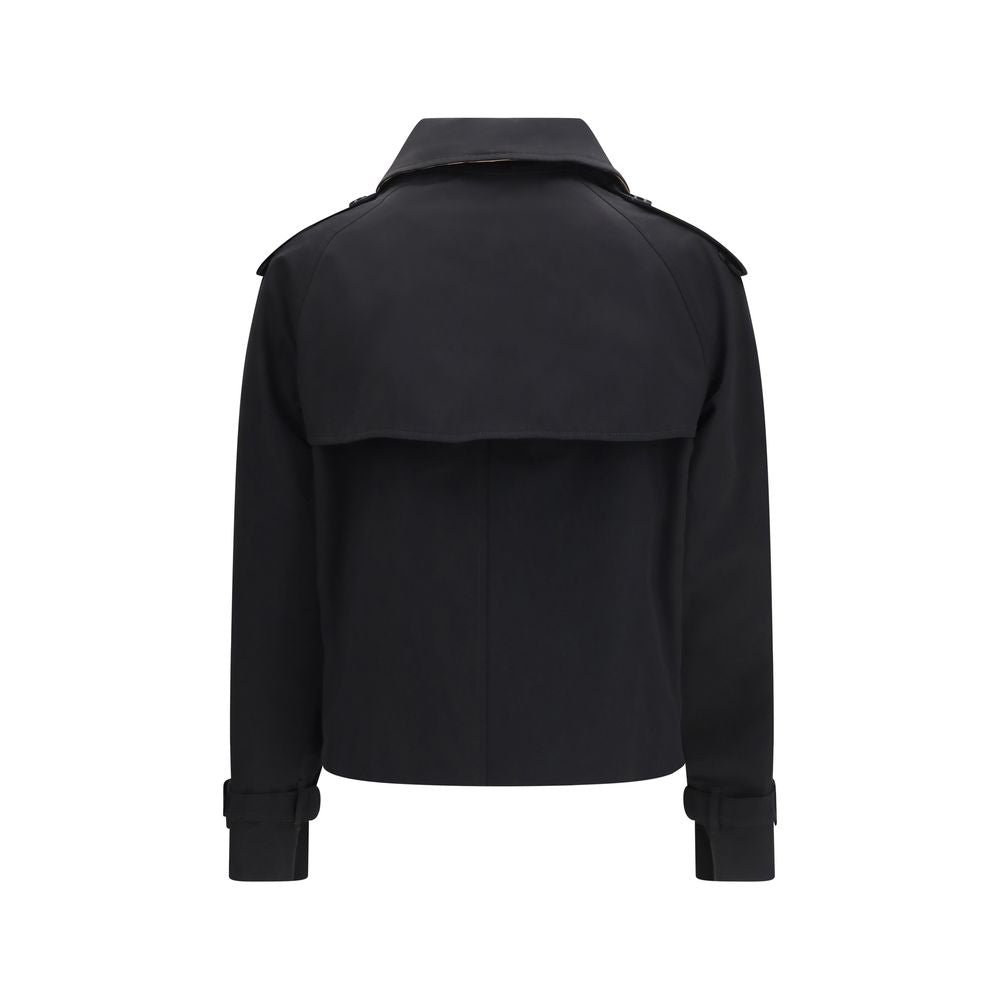 Burberry Black Cotton Mayfair Cropped Trench Jacket