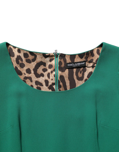 Dolce & Gabbana Green Short Sleeve Pencil Sheath Midi Dress