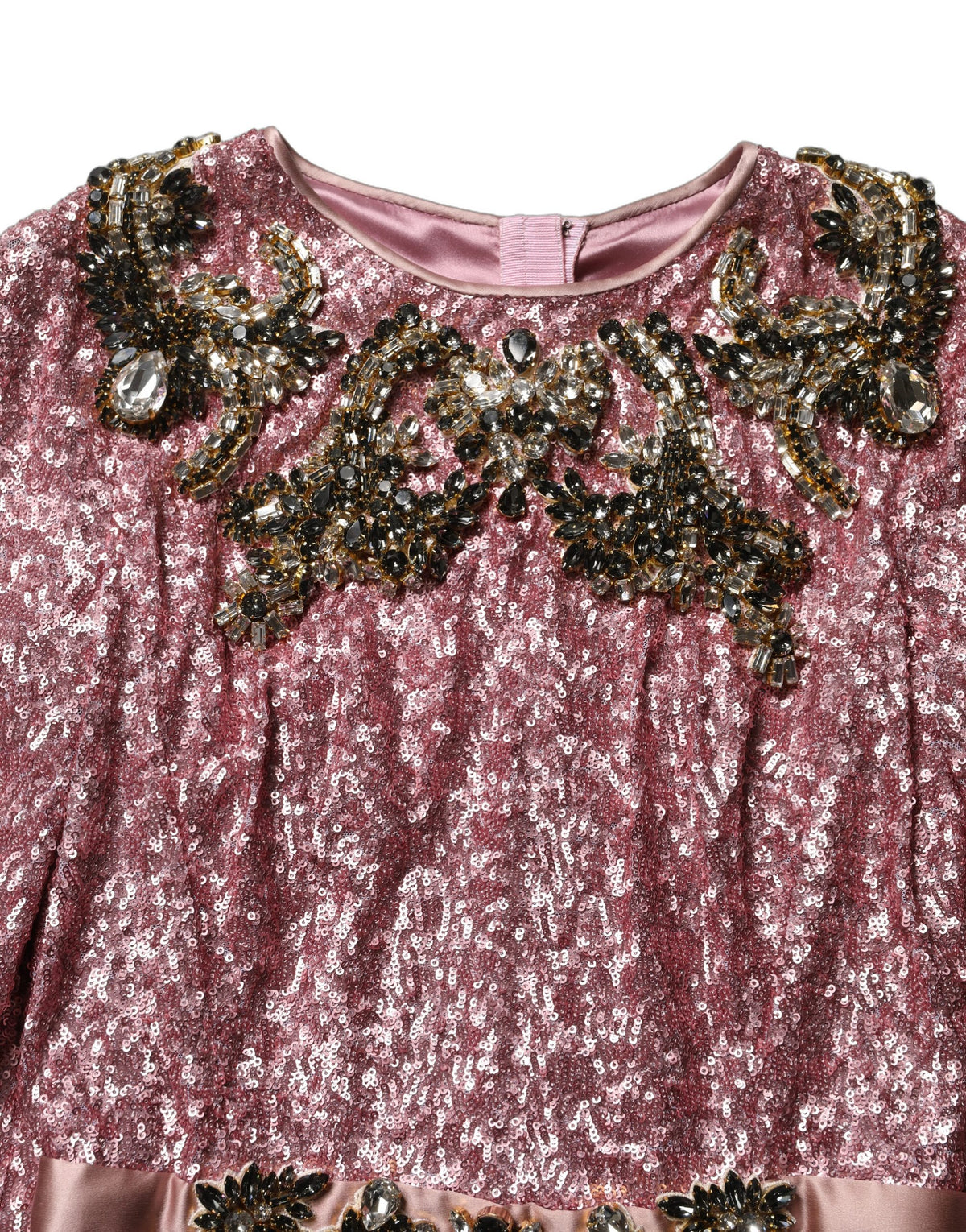 Dolce & Gabbana Pink Embellished Sequined Evening Gown Dress