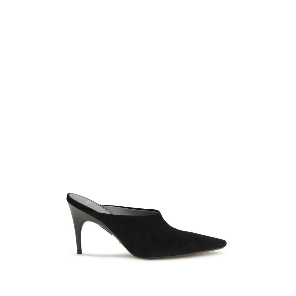 Balenciaga Black Suede Leather Duchesse Suede Mule Pumps