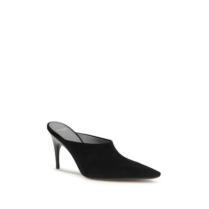 Balenciaga Black Suede Leather Duchesse Suede Mule Pumps
