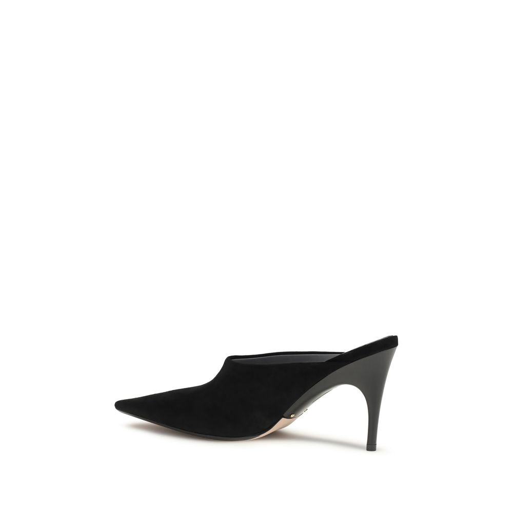 Balenciaga Black Suede Leather Duchesse Suede Mule Pumps