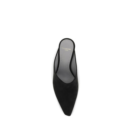 Balenciaga Black Suede Leather Duchesse Suede Mule Pumps