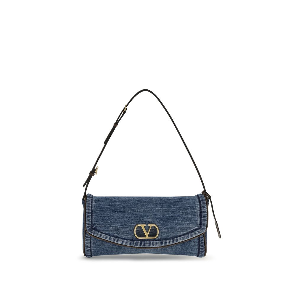 Valentino Garavani Blue Denim DeVain Small Shoulder Bag