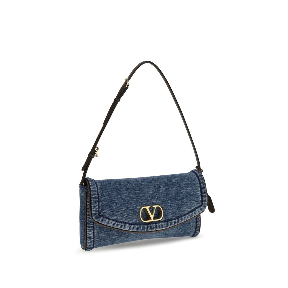Valentino Garavani Blue Denim DeVain Small Shoulder Bag