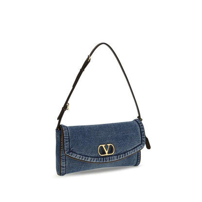 Valentino Garavani Blue Denim DeVain Small Shoulder Bag