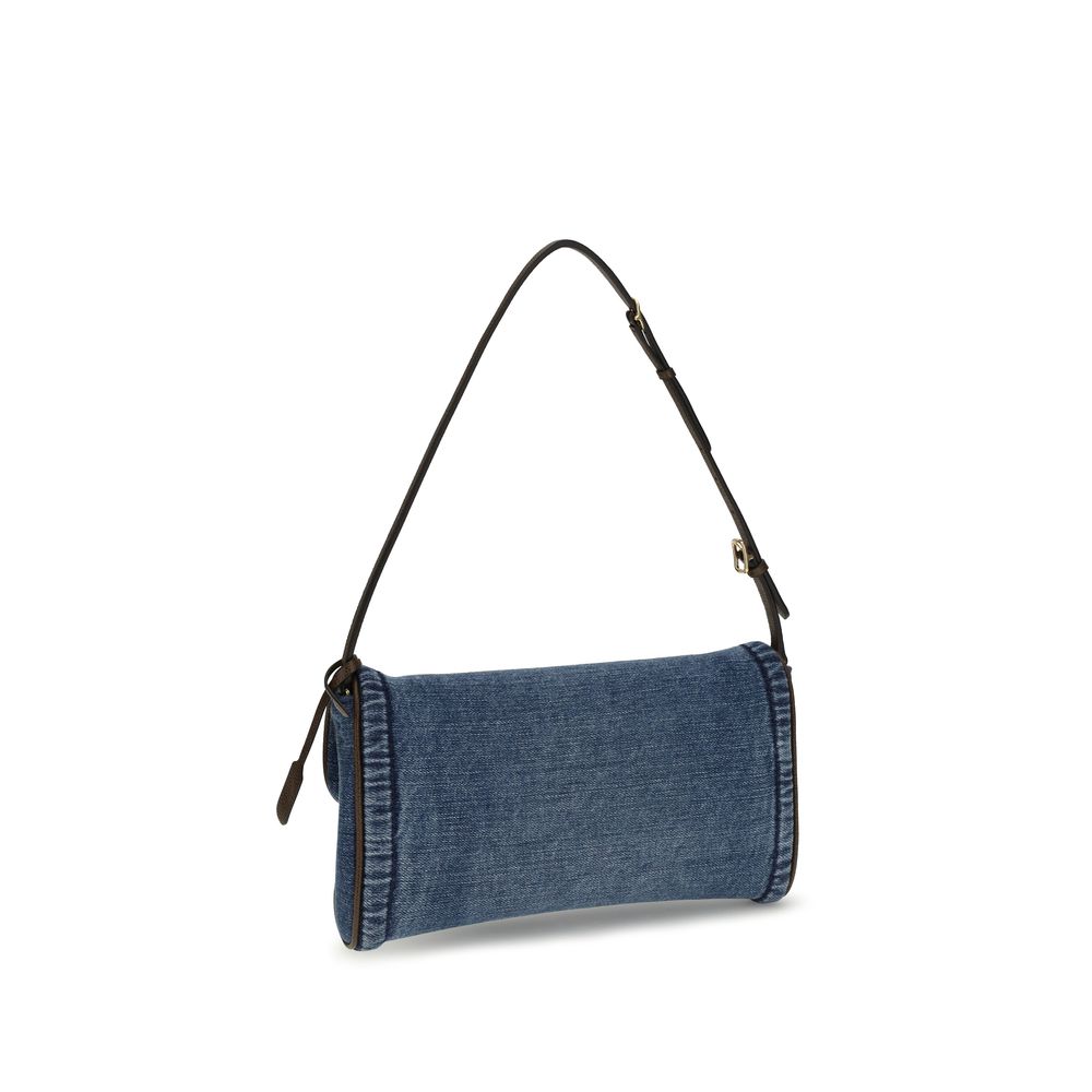 Valentino Garavani Blue Denim DeVain Small Shoulder Bag
