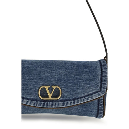 Valentino Garavani Blue Denim DeVain Small Shoulder Bag