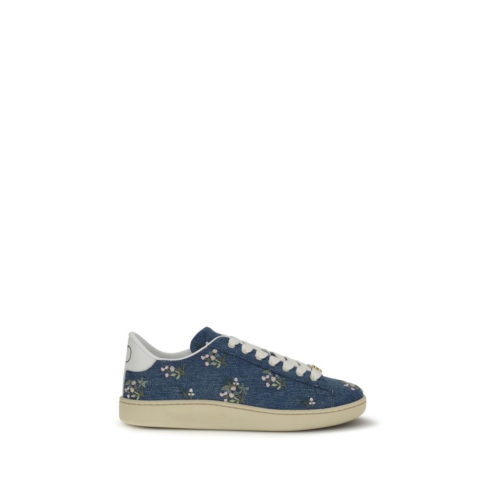 Valentino Garavani Blue Calf Leather Royco Low Top Sneakers