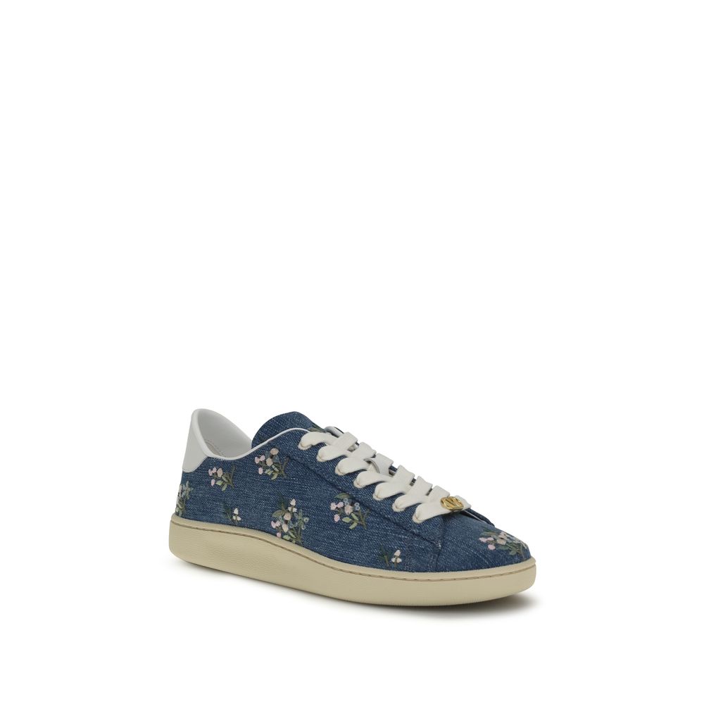 Valentino Garavani Blue Calf Leather Royco Low Top Sneakers