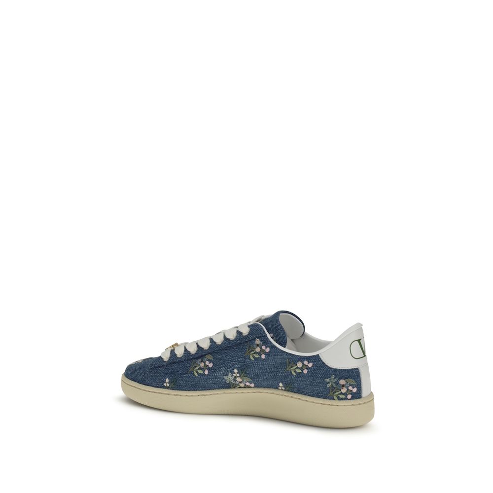 Valentino Garavani Blue Calf Leather Royco Low Top Sneakers