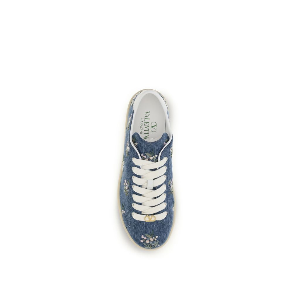 Valentino Garavani Blue Calf Leather Royco Low Top Sneakers